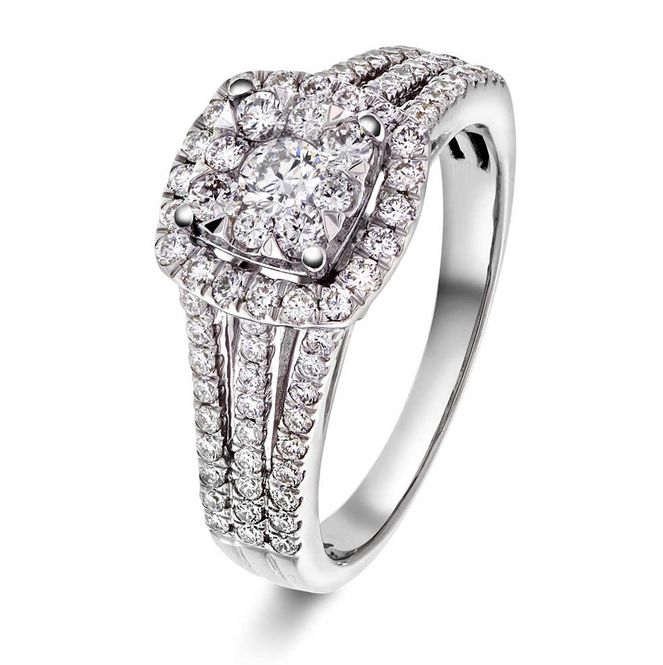 Hovedbilde EC  hvitt gull diamant ring ...