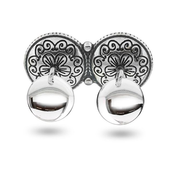 Hovedbilde Halsknapp, oksidert m/løv