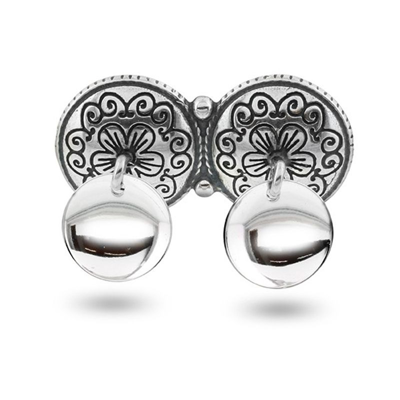 Halsknapp, oksidert m/løv