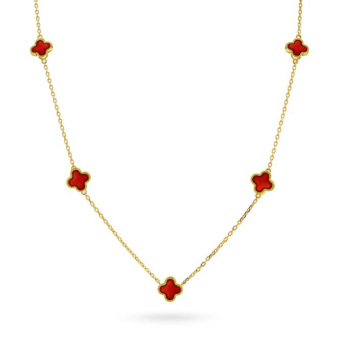 Hovedbilde Kløver smykke med Dyp Rød ...