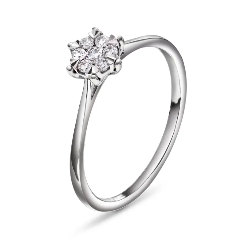 Diamantring 0,15 ct hvitgull