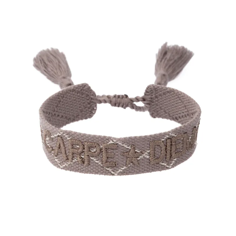 DARK Vevd vennskaps armbånd carpe diem, varm beige