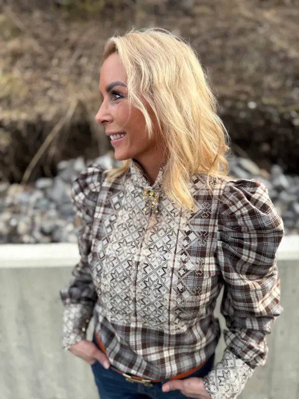 NORDlys blusen i flanell m/puff