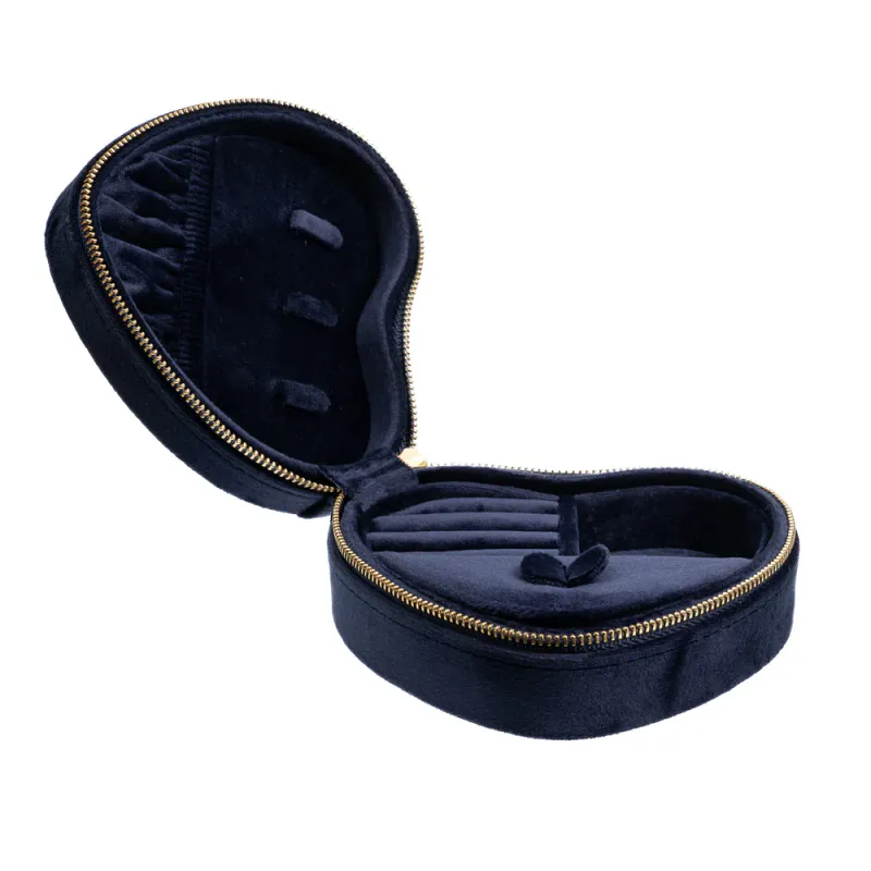 Dark Velvet Hjertesmykkeskrin Marineblå