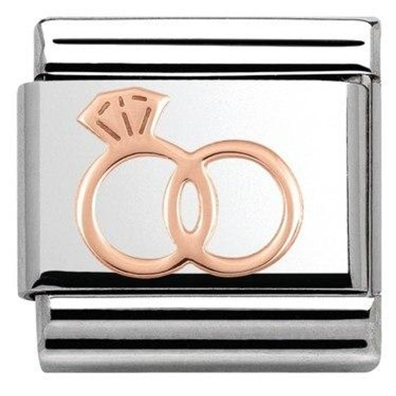 Nomination Giftering Links i stål med 9K Rosègull
