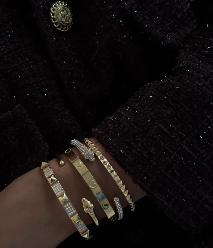 DARK Panther Armring kirurgisk stål med Cubic Zirconia