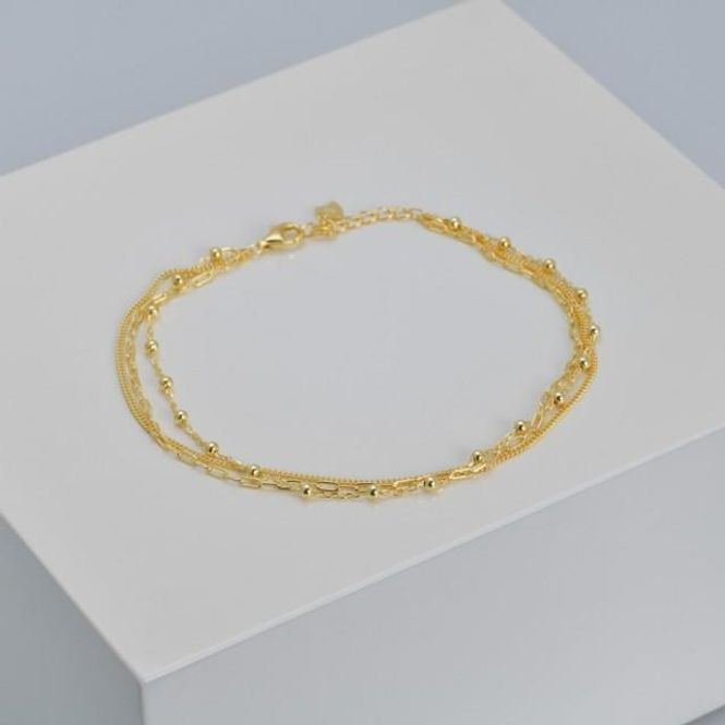 Hovedbilde Ankelkjede forgylt sølv med 3 ...