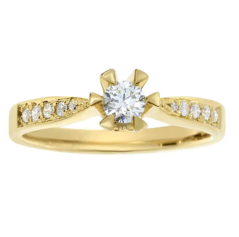 Diamantring i gult gull 0,40ct TWSI