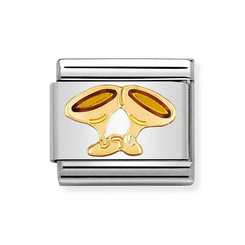 Nomination Champagne glass Links i stål med 18K gull