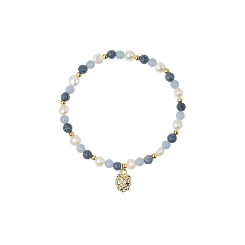 DARK Stone Bead armbånd blå mix 4 mm