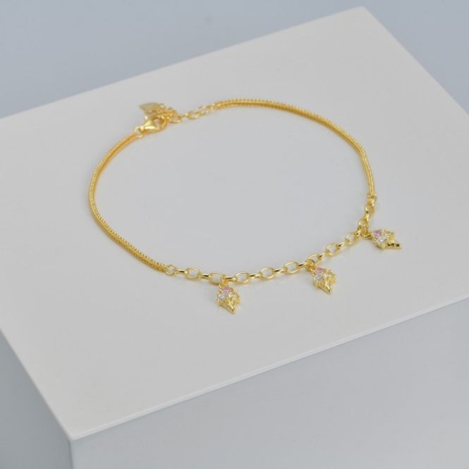 Hovedbilde Ankelkjede forgylt sølv med 3 ...